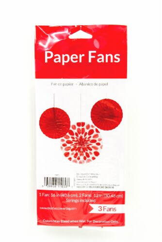 Creative Converting Solid & Dot Pattern Paper Fans - Classic Red Perspective: front