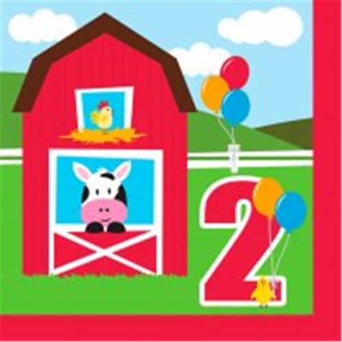 Creative Converting 662506 Farmhouse Fun - Lunch Napkins, 2nd Birthday - Case of 216 Perspective: front