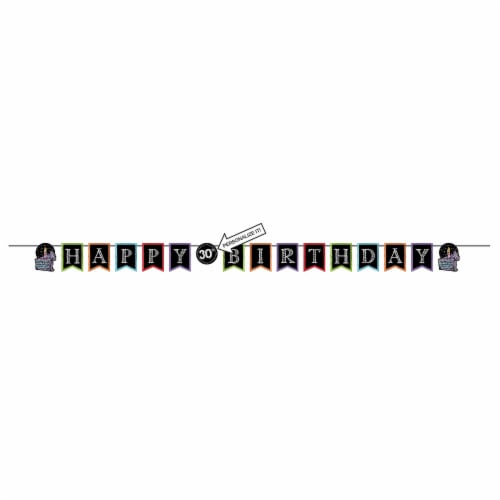 Creative Converting Chalk Birthday Pennant Banner Perspective: front