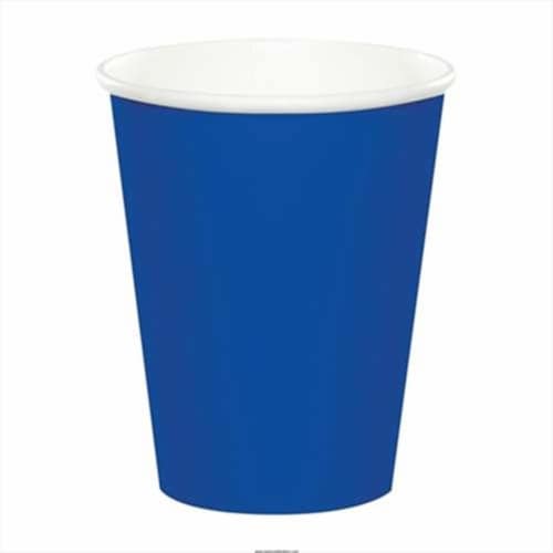 Creative Converting 436226 Paper Hot & Cold Cups - Cobalt, 9 oz. Perspective: front