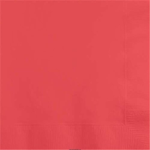 Creative Converting 436119 Beverage Napkins - Coral, 5 x 5 in. Perspective: front