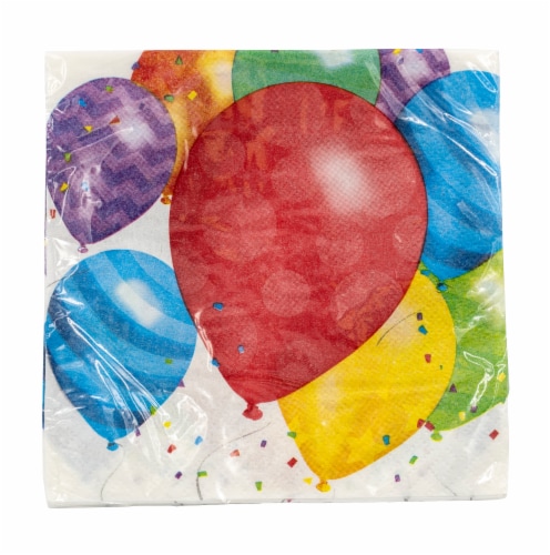 Creative Converting Balloon Blast Beverage Napkin Perspective: front