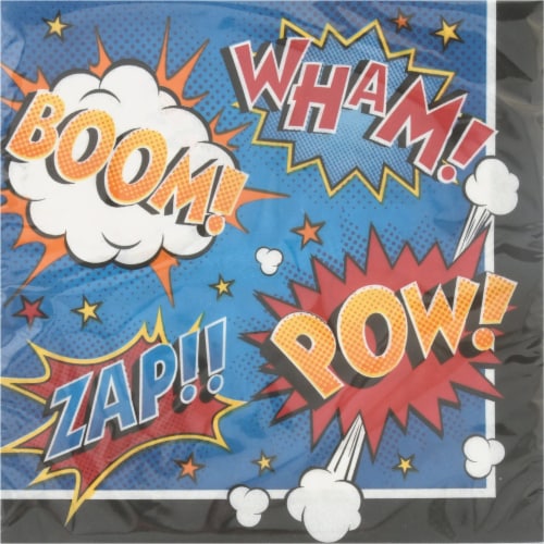 Creative Converting Superhero Slogans Luncheon Napkins Perspective: front