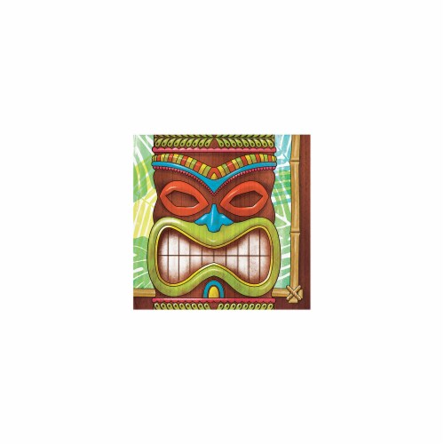 Creative Converting 327307 5 in. Tiki Time Beverage Paper Napkins Perspective: front