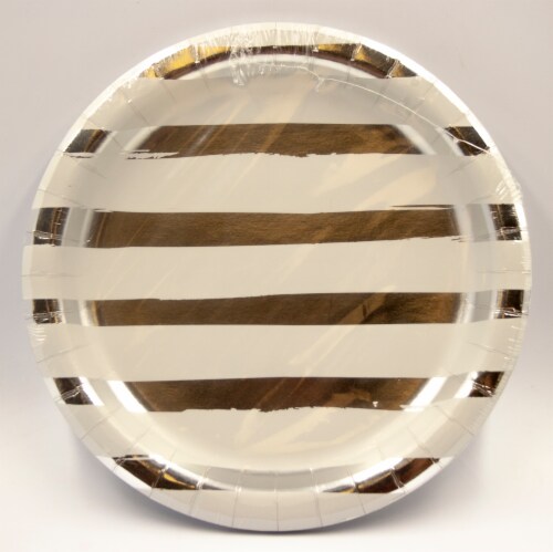 Creative Converting Dinner Plates - White / Silver Perspective: front
