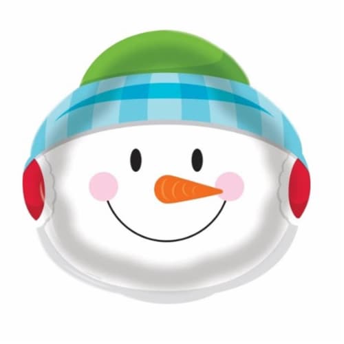Creative Converting 331309 14 in. Snowman Round Plastic Tray Perspective: front