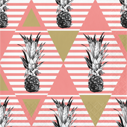 Creative Converting Pineapple Design Lunch Napkins - 16 pk - Pink/Black/Gold Perspective: front