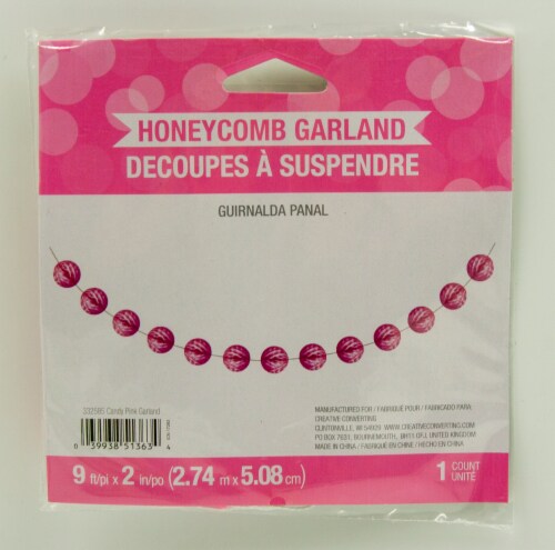 James Paul Products Mini Honeycomb Garland - Candy Pink Perspective: front