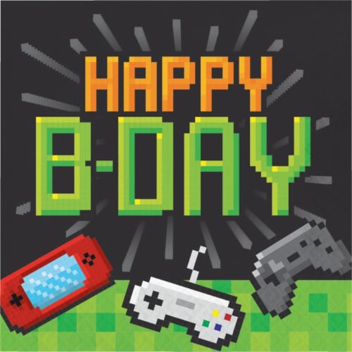 Creative Converting 336036 Video Game Party Birthday Napkins, 16 Count Perspective: front