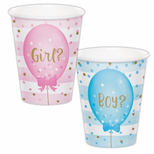Creative Converting 336068 Gender Reveal Balloons Cups, 8 Count Perspective: front