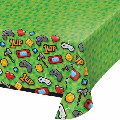 Creative Converting 336679 Video Game Party Plastic Tablecloth Perspective: front