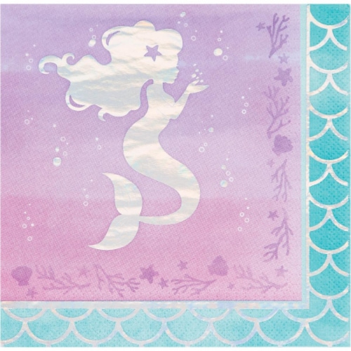 Creative Converting 336715 Iridescent Mermaid Party Napkins, 16 Count Perspective: front