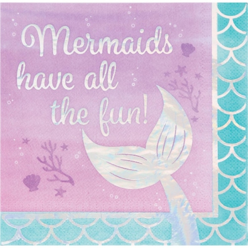 Creative Converting 336717 Iridescent Mermaid All The Fun Napkins, 16 Count Perspective: front