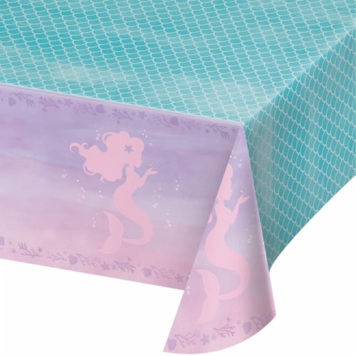 Creative Converting 336720 Iridescent Mermaid Party Plastic Tablecloth Perspective: front