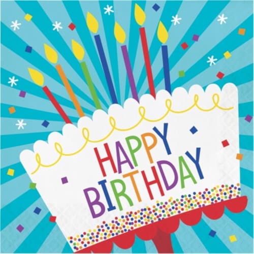 Creative Converting Birthday Cake Disposable Luncheon Napkins Perspective: front