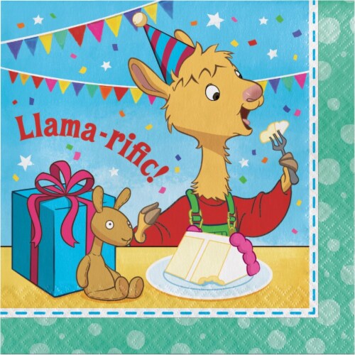 Creative Converting 338716 Llama Happy Birthday Napkins, 16 Count Perspective: front