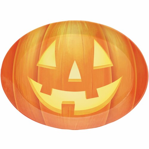 Creative Converting 339321 10 x 14 in. Pumpkin Oval Plastic Tray Perspective: front