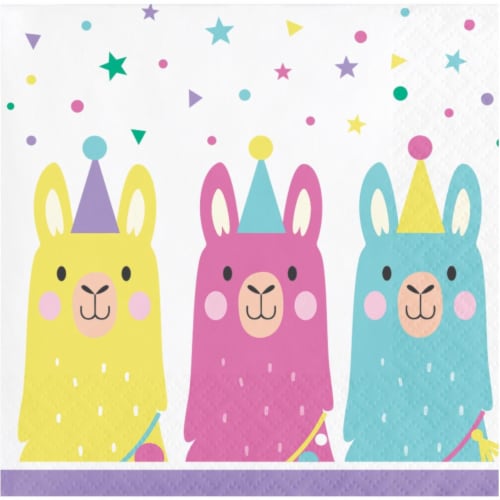 Creative Converting 339581 5 in. Llama Party Beverage Napkins, 16 Count Perspective: front