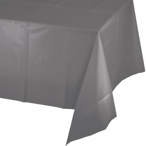 Creative Converting 339631 Glamour Gray Plastic Tablecloth Perspective: front