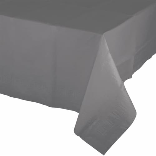Creative Converting 339655 Glamour Gray Paper Tablecloth with Plastic Lining Perspective: front