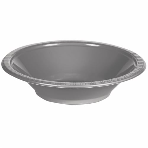 Creative Converting 339660 Glamour Gray Plastic Bowls, 20 Count Perspective: front