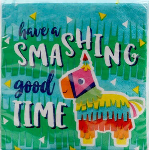 James Paul Products Pinata Napkins 16 Count - Blue/Green Perspective: front
