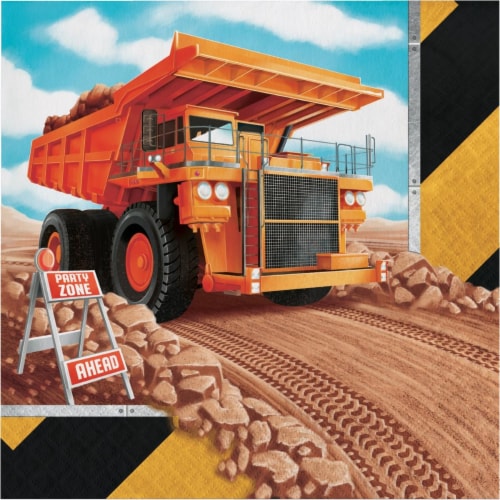 Creative Converting 339793 Big Dig Construction Napkins, 16 Count Perspective: front
