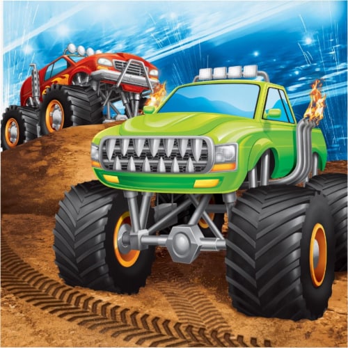 Creative Converting 339804 Monster Truck Napkins, 16 Count Perspective: front