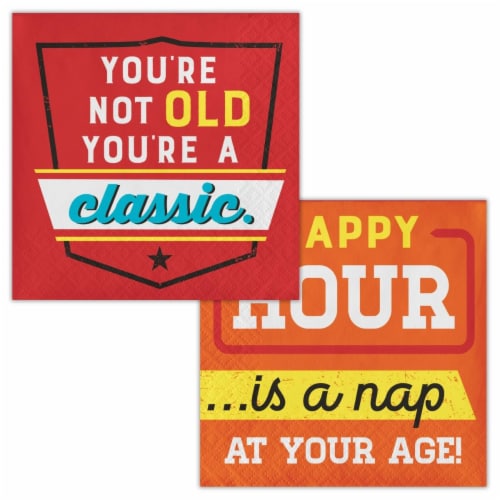 Creative Converting 339861 Old Age Humor You Are A Classic Beverage Napkins, 16 Count Perspective: front