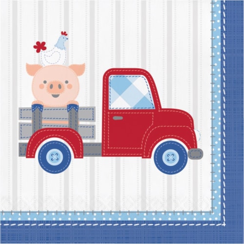 Creative Converting 339869 Farmhouse 1st Birthday Boy Napkins, 16 Count Perspective: front