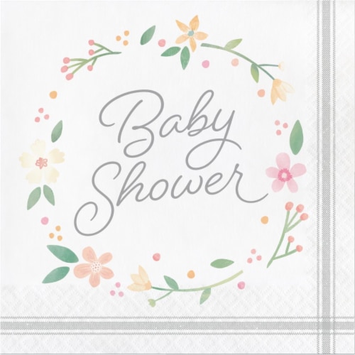 Creative Converting 339876 Country Floral Baby Shower Bottle Napkins, 16 Count Perspective: front