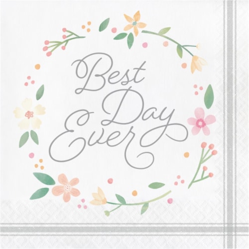 Creative Converting 339877 Country Floral Best Day Ever Napkins, 16 Count Perspective: front