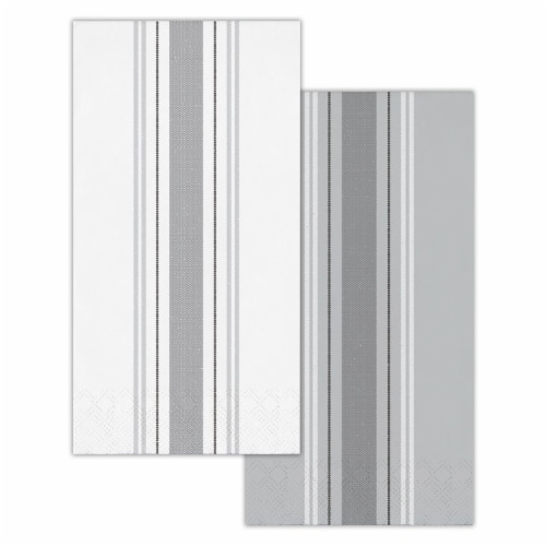 Creative Converting 339883 Gray Ticking Stripe Dinner Napkins, 16 Count Perspective: front