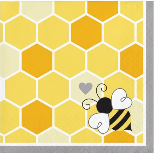Creative Converting 339891 Bumblebee Baby Shower Beverage Napkins, 16 Count Perspective: front