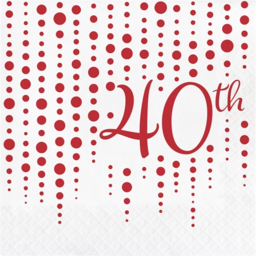Creative Converting 339897 Ruby 40th Anniversary Napkins, 16 Count Perspective: front
