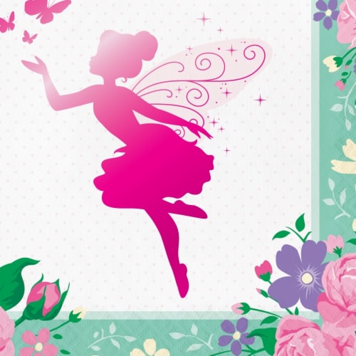 Creative Converting 340154 Floral Fairy Napkins, 16 Count Perspective: front