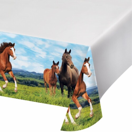 Creative Converting 340207 Wild Horse Plastic Tablecloth Perspective: front