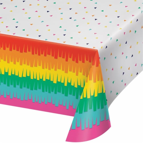 Creative Converting 340212 Fiesta Fun Plastic Tablecloth Perspective: front