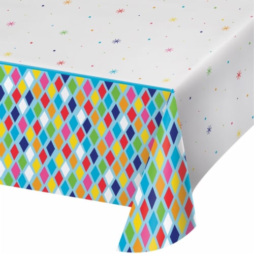 Creative Converting 340215 Bright Birthday Plastic Tablecloth Perspective: front