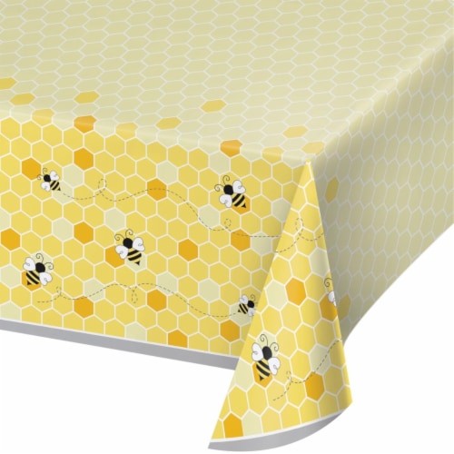 Creative Converting 340216 Bumblebee Baby Shower Plastic Tablecloth Perspective: front