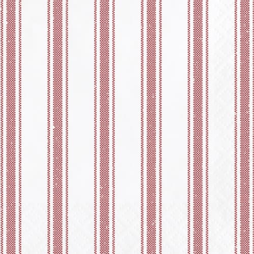 Creative Converting 340496 Red Ticking Stripe Beverage Napkins, 16 Count Perspective: front