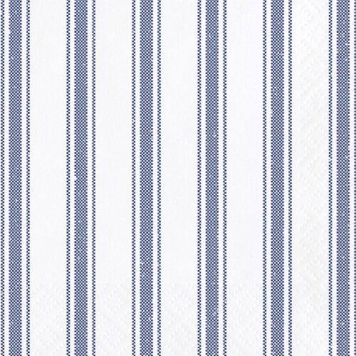 Creative Converting 340497 Navy Ticking Stripe Beverage Napkins, 16 Count Perspective: front