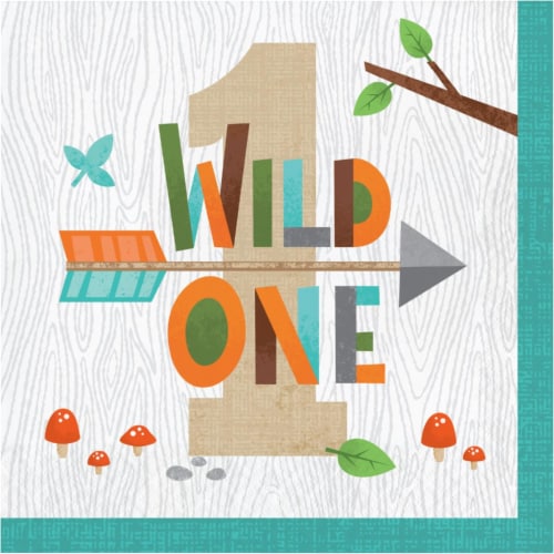 Creative Converting 343948 6.5 in. Wild One-1st Napkins - Case of 12 - 16 Count Perspective: front