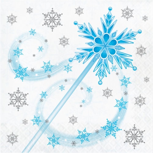 Creative Converting 343954 6.5 in. Snow Princess Wand Napkins - Case of 12 - 16 Count Perspective: front
