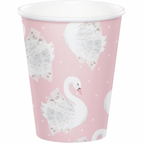 Creative Converting 343969 9 oz Pretty Stylish Swan Paper Cup - 8 Count - Case of 12 Perspective: front