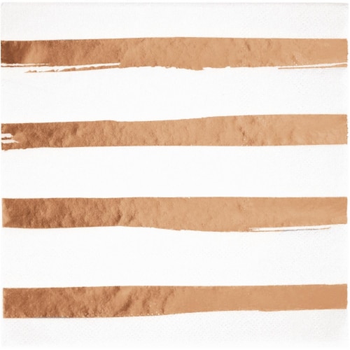 Creative Converting 343972 6.5 in. Rose Gold Foil Napkins, Case of 12 - 16 Count Perspective: front