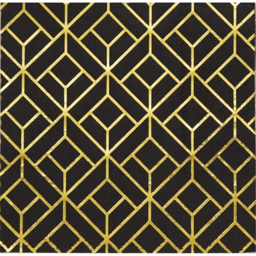 Creative Converting 343973 6.5 in. Roaring 20s Napkins - Case of 12 - 16 Count Perspective: front