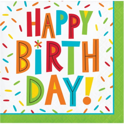 Creative Converting 344458 Birthday Beverage Fun 2-Ply Tissue Napkins- 192 Count Perspective: front