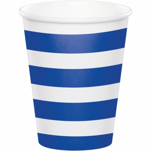 Creative Converting 344482 8 oz Dots & Stripes Cup Cobalt - 96 Count Perspective: front