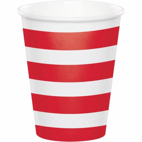 Creative Converting 344483 8 oz Dots & Stripes Cup Classic- Red - 96 Count Perspective: front
